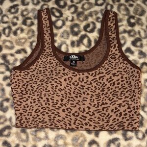 Hera Collection Brown Leopard Print Cropped Tank